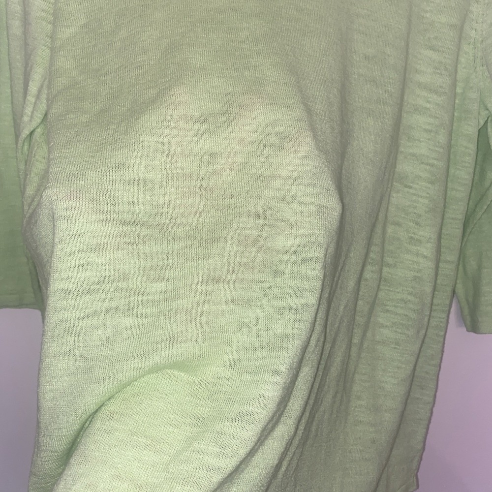 J Jill Linen Cotton Knit Top Women Large Green 3/4 Sleeve Lightweight Sweater - Picture 5 of 6